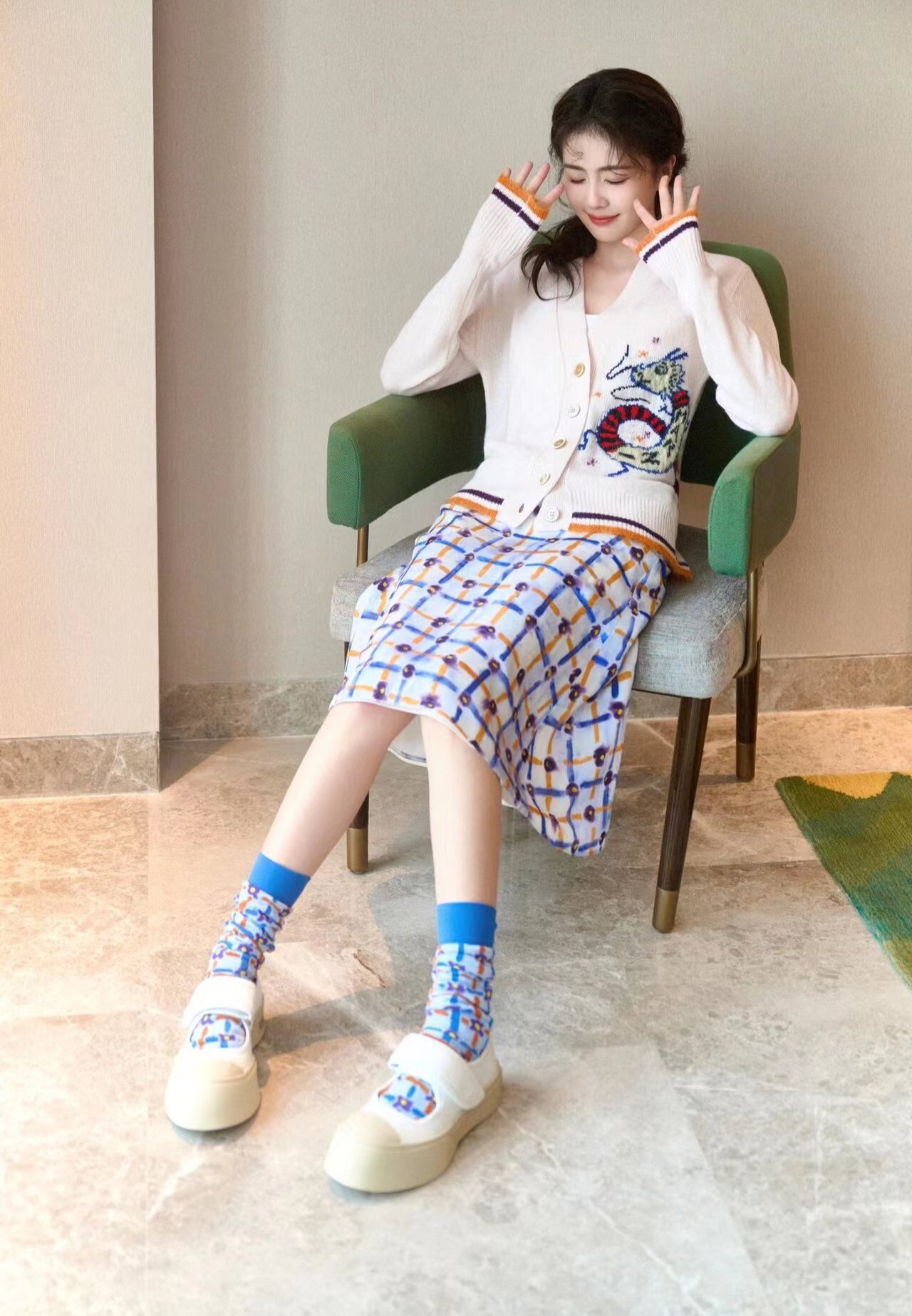 白鹿这身穿搭好漂亮清新俏丽温柔甜美少女感十足