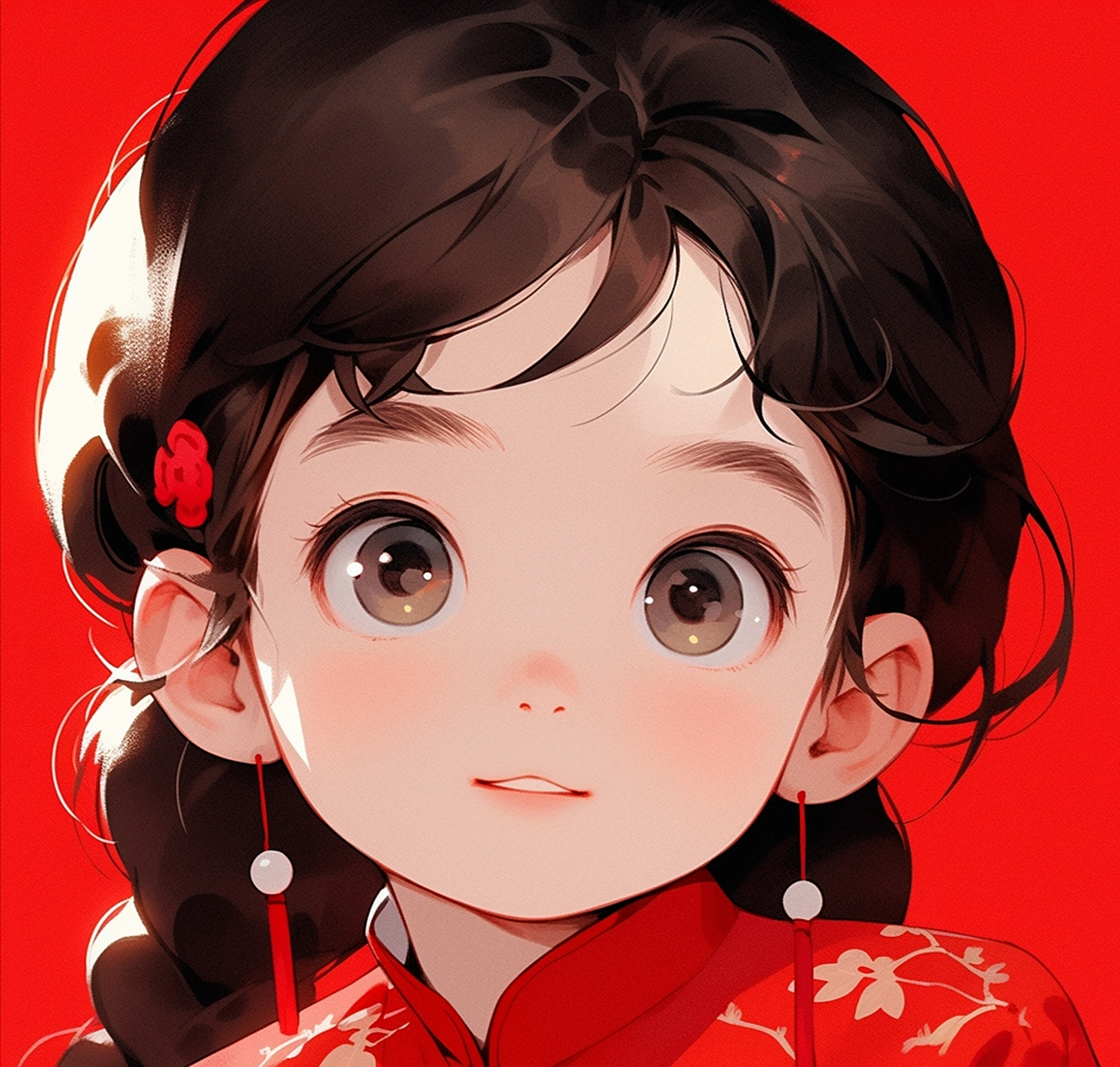 红色可爱喜庆女生新年头像