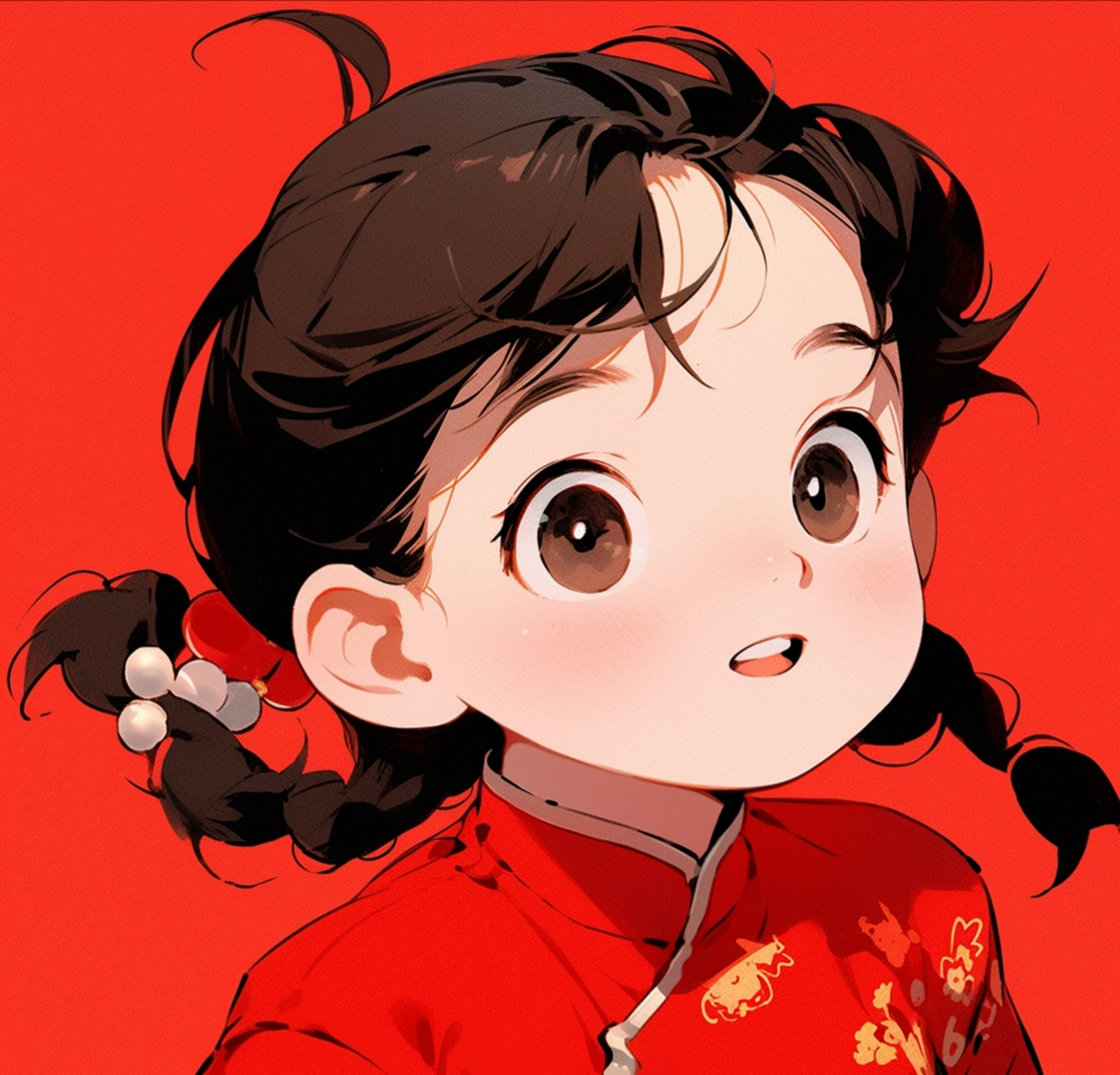 红色可爱喜庆女生新年头像