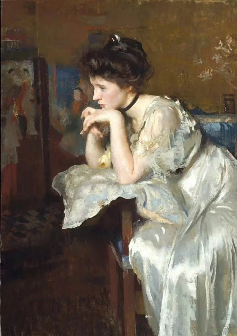 美国印象派画家埃德蒙·查尔斯·塔贝尔人物绘画作品欣赏,描绘了室内