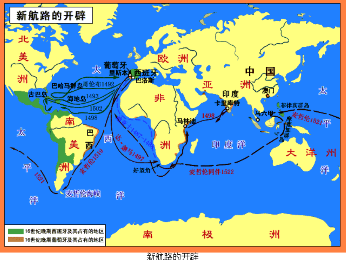 新航路开辟示意图简图图片