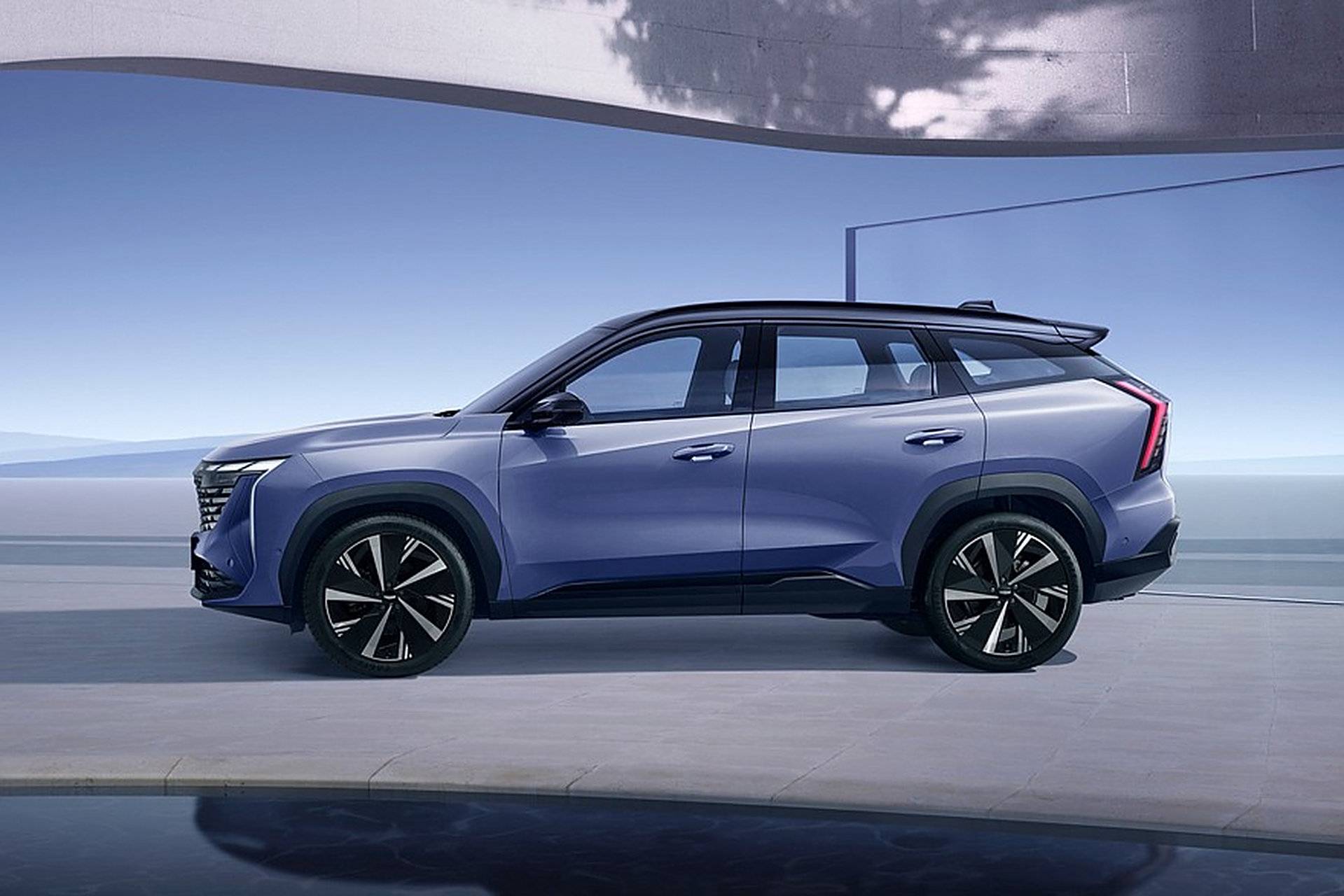 吉利博越l在俄罗斯正式亮相,被称为atlaspro,尺寸增加,前脸独特,内饰