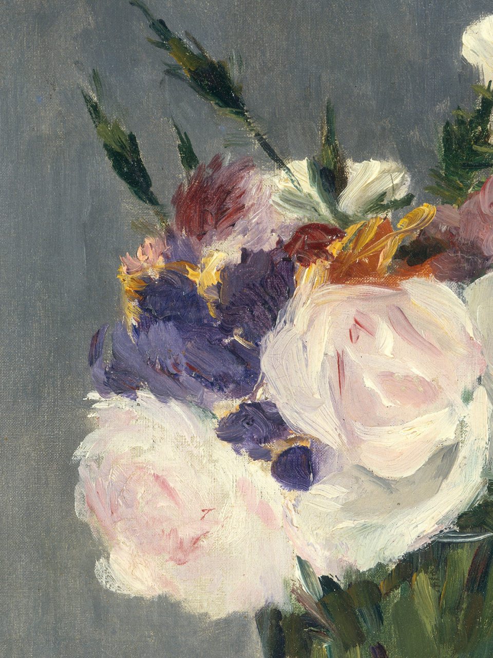 马奈油画《水晶花瓶中的花》  《水晶花瓶里的花》是19世纪印象派先驱