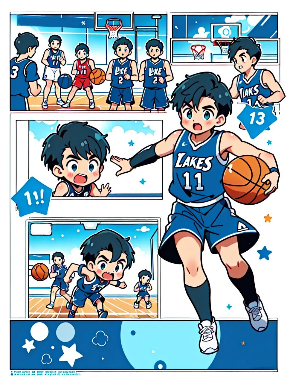 动漫男孩  爱打篮球的动漫男孩.