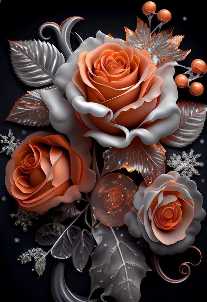 复古华丽的黑金花朵手机壁纸