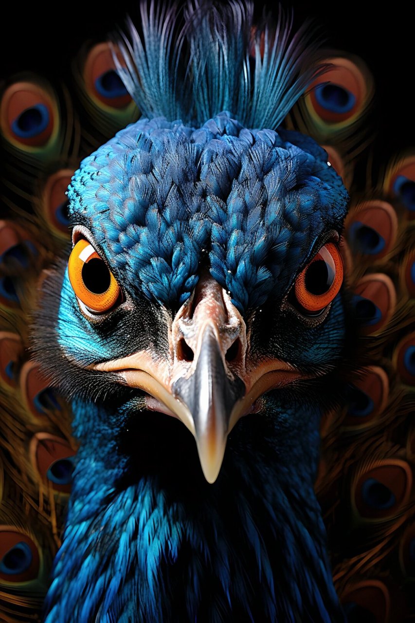 孔雀头部的视觉震撼  孔雀头部是极具特色的部位,其华丽的羽毛和精致