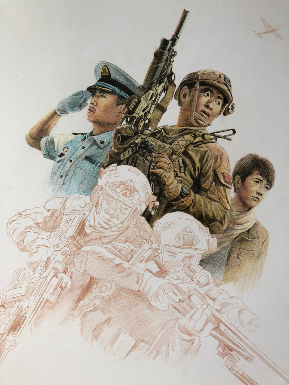 艺术家的心血和情感,海警主题绘画红海行动海报红海行动绘画简单主题