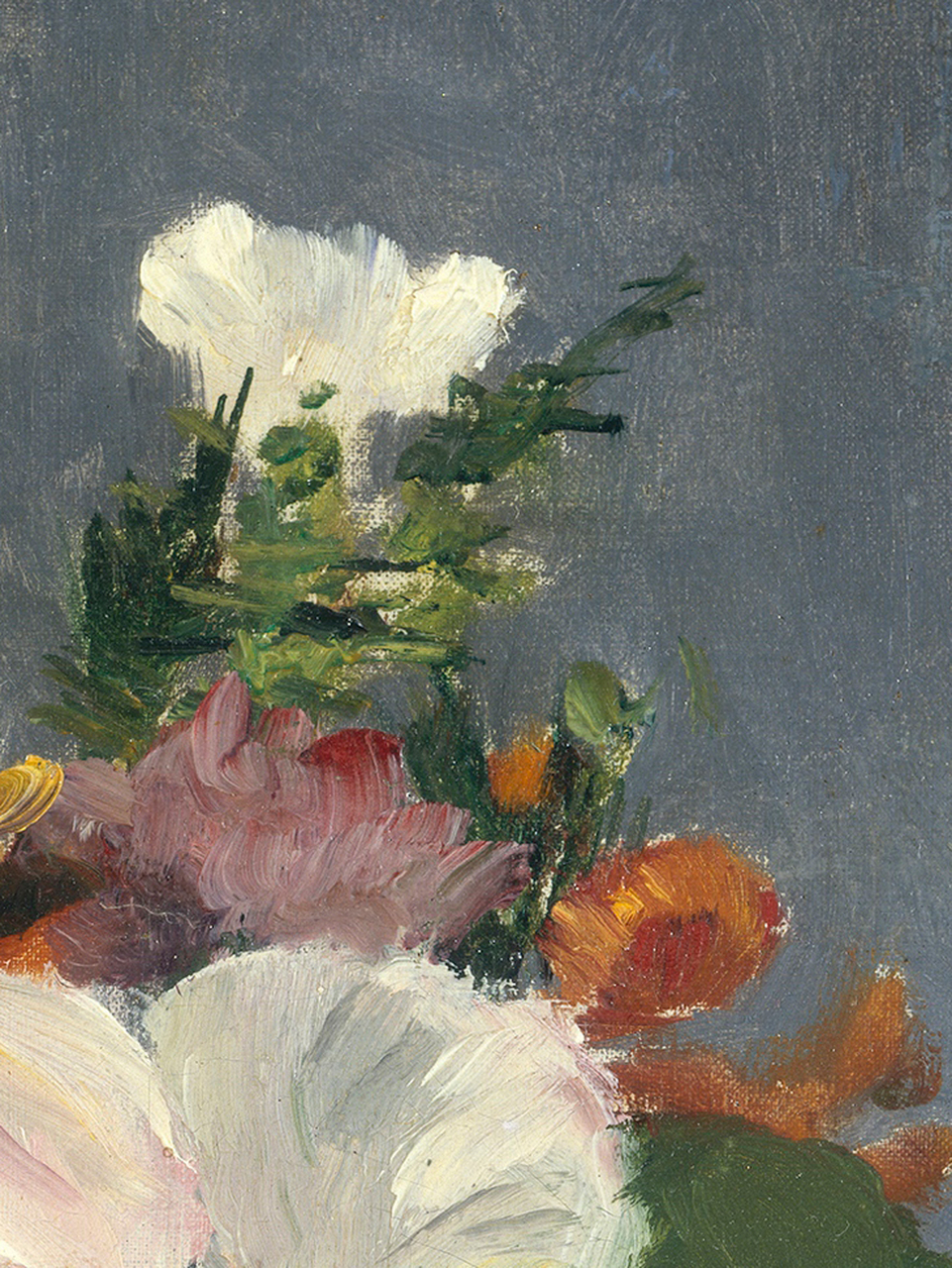 马奈油画《水晶花瓶中的花》  《水晶花瓶里的花》是19世纪印象派先驱