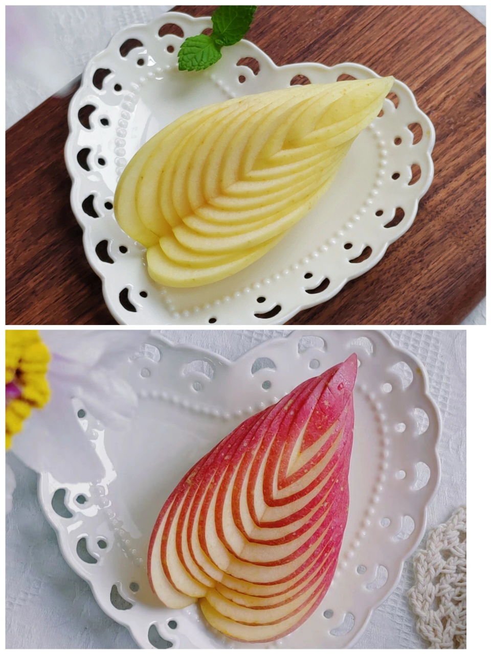 苹果96创意摆盘切法  苹果创意摆盘切法详解如下: 首先,准备好所需