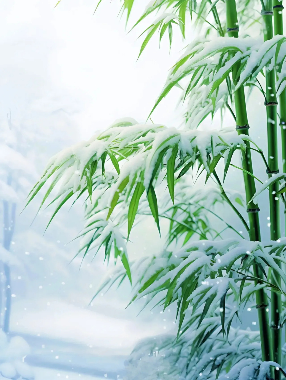 插画分享,雪后的竹子,雪压竹枝低,虽低不着泥 #2023发文冲刺赛