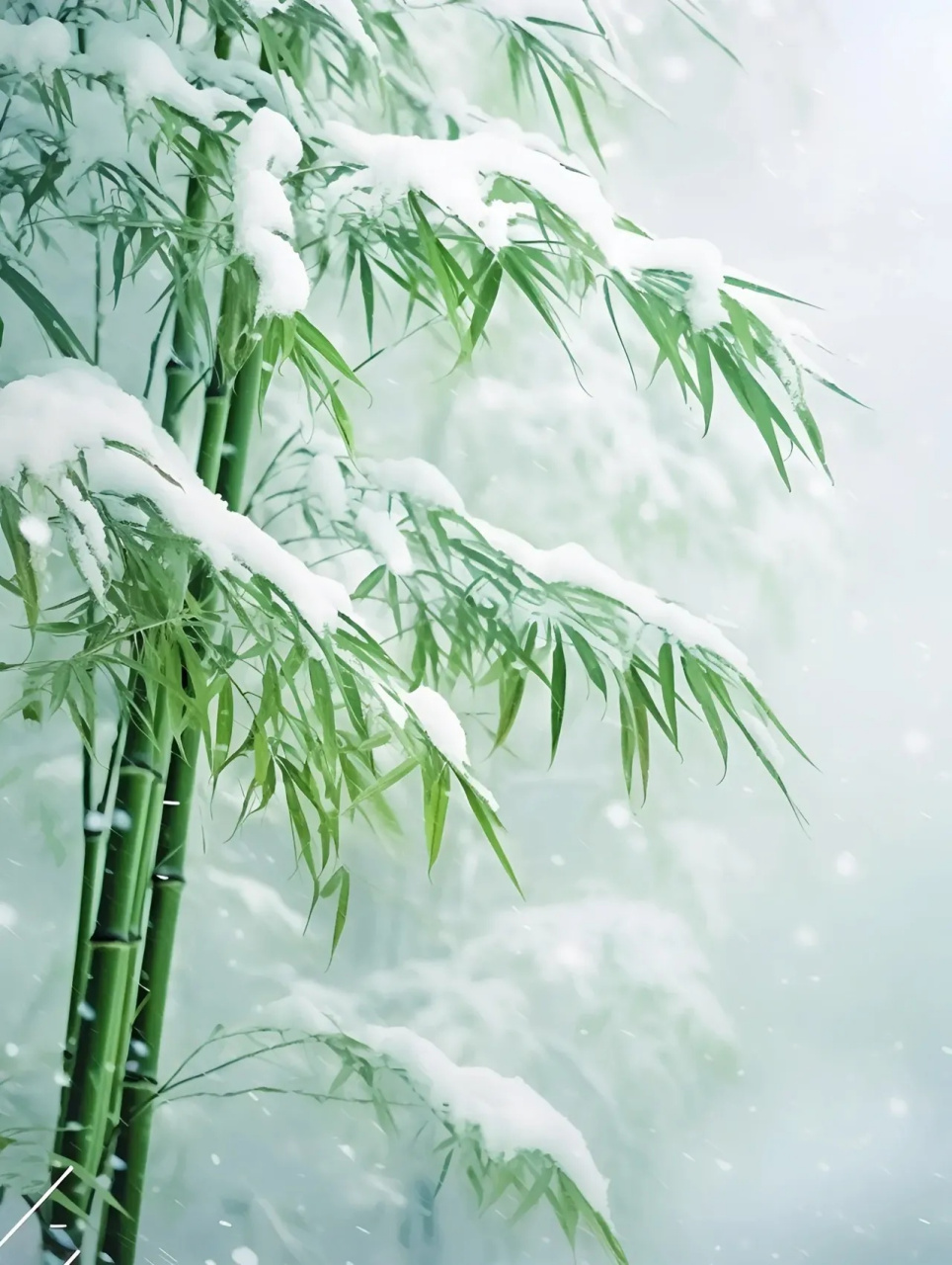 插画分享,雪后的竹子,雪压竹枝低,虽低不着泥 #2023发文冲刺赛