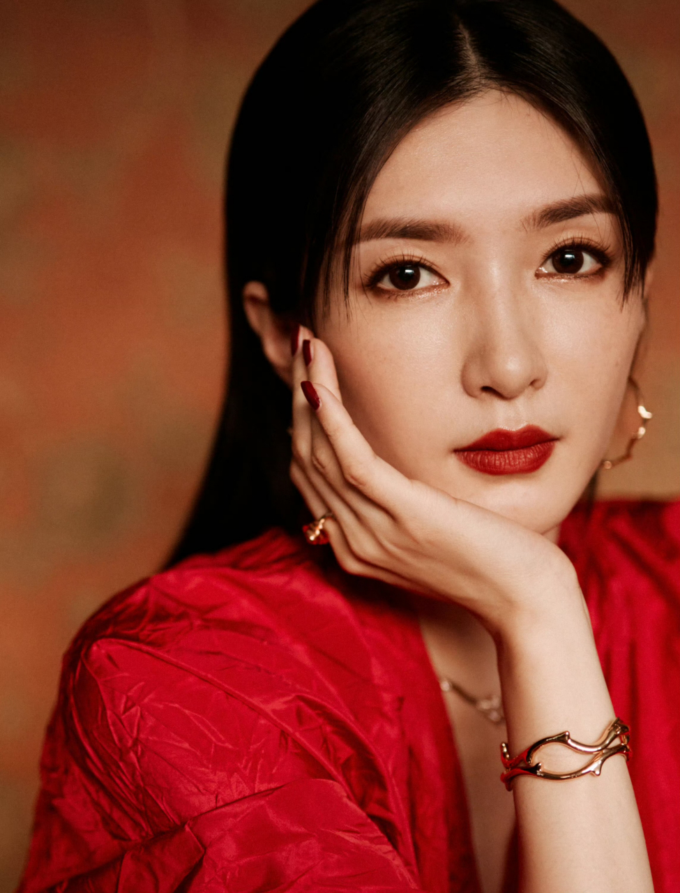 江疏影红色衣服#美女