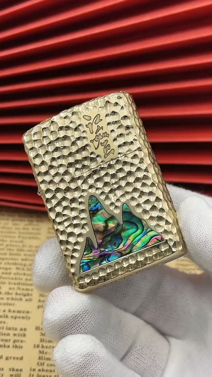 佐罗902s手雕镶嵌彩贝江山如画煤油打火机