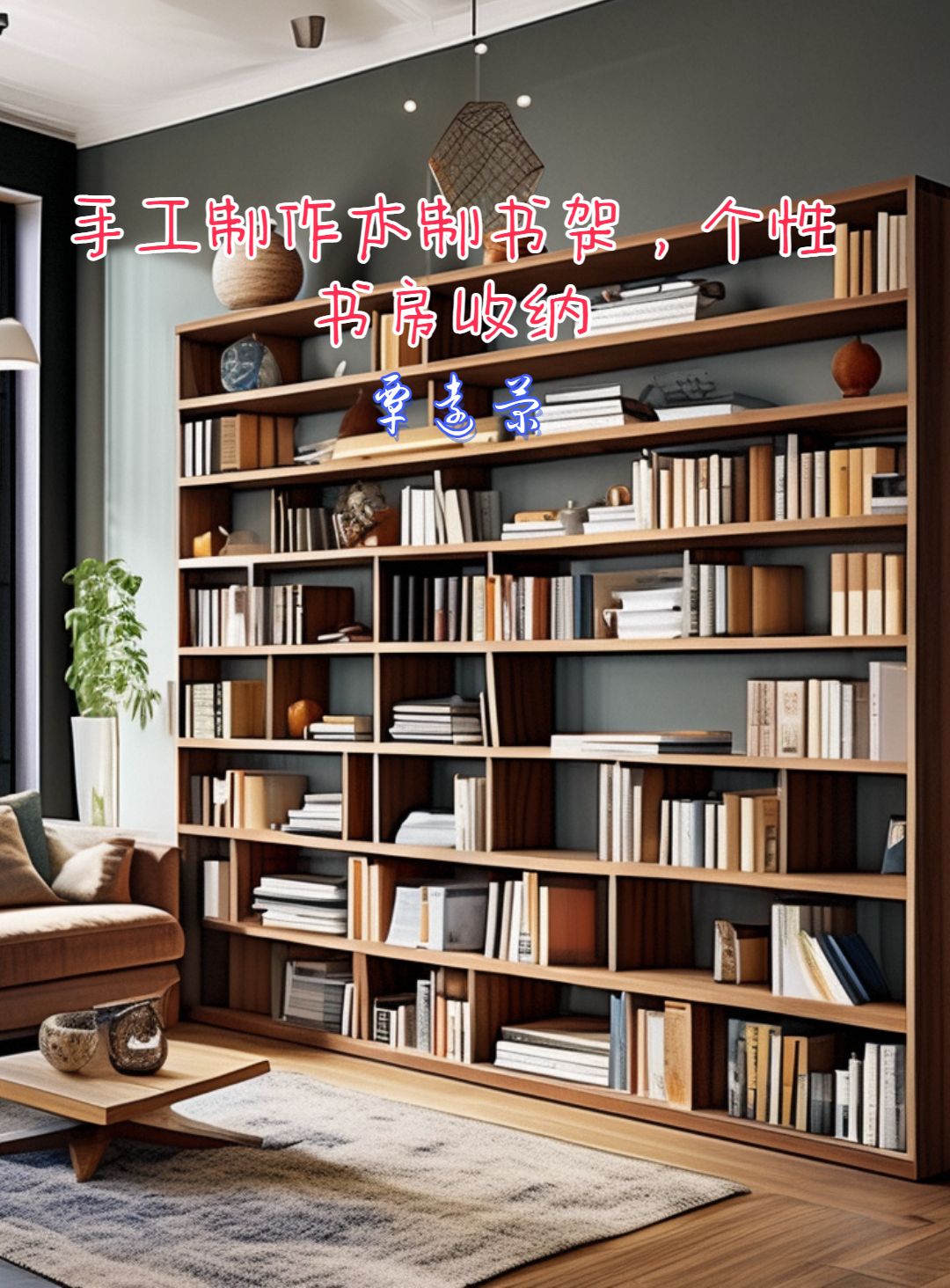 手工制作木制书架,个性书房收纳