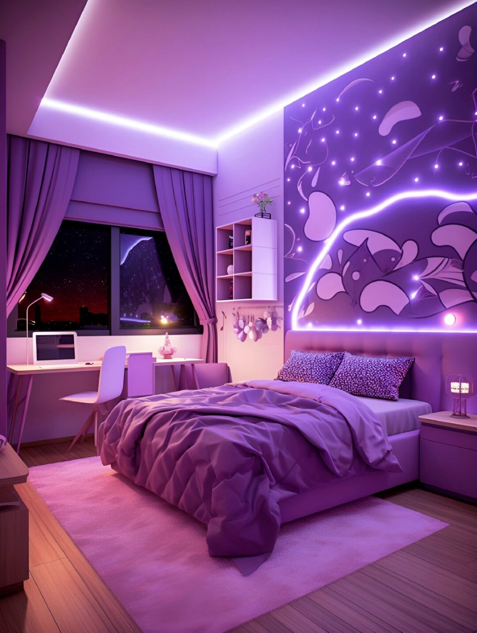 在卧室内,有一张宽敞的大床,提供我充足的休息空间