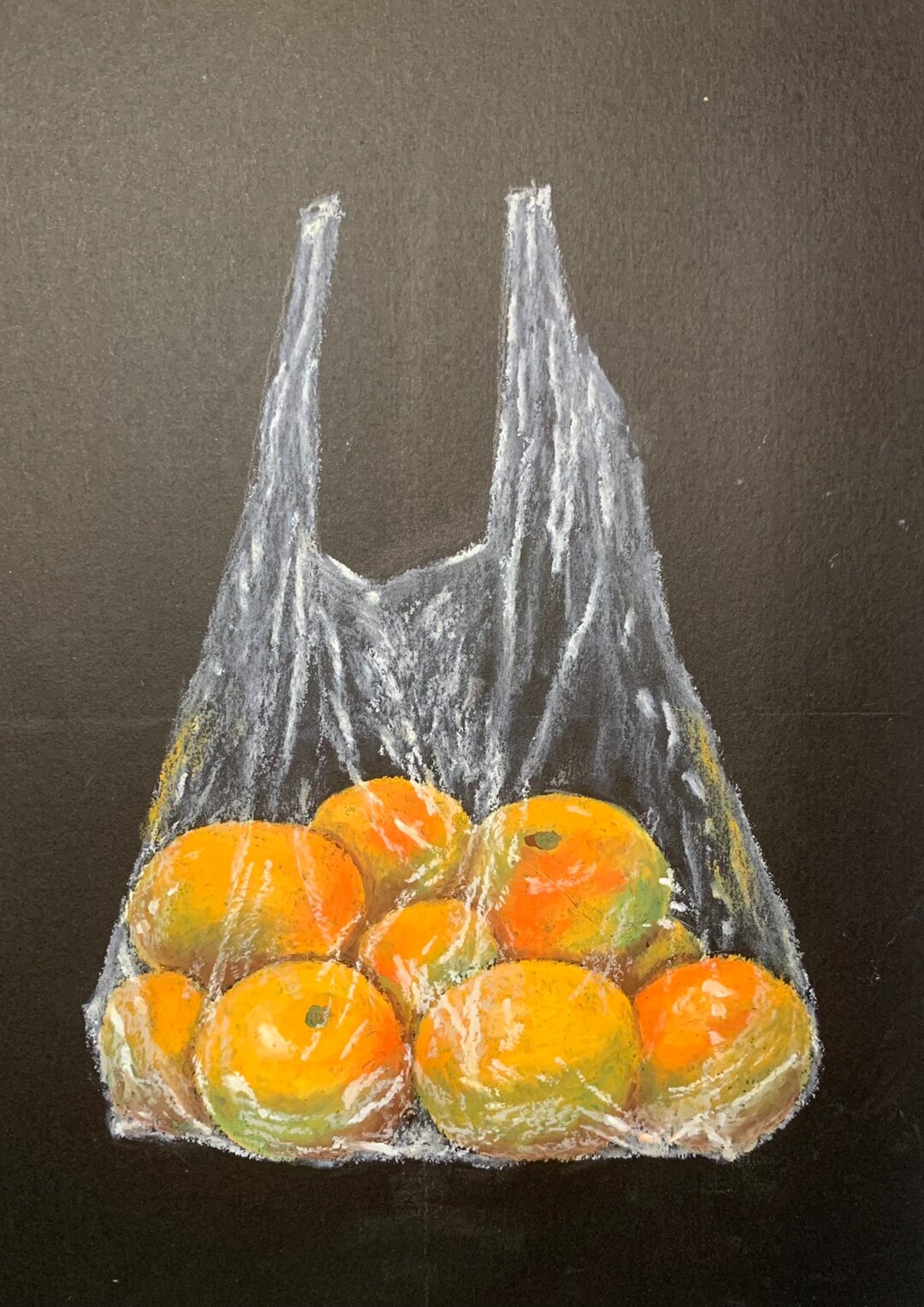 油画棒与一袋橘子,看似毫无关联,却在我手中相遇