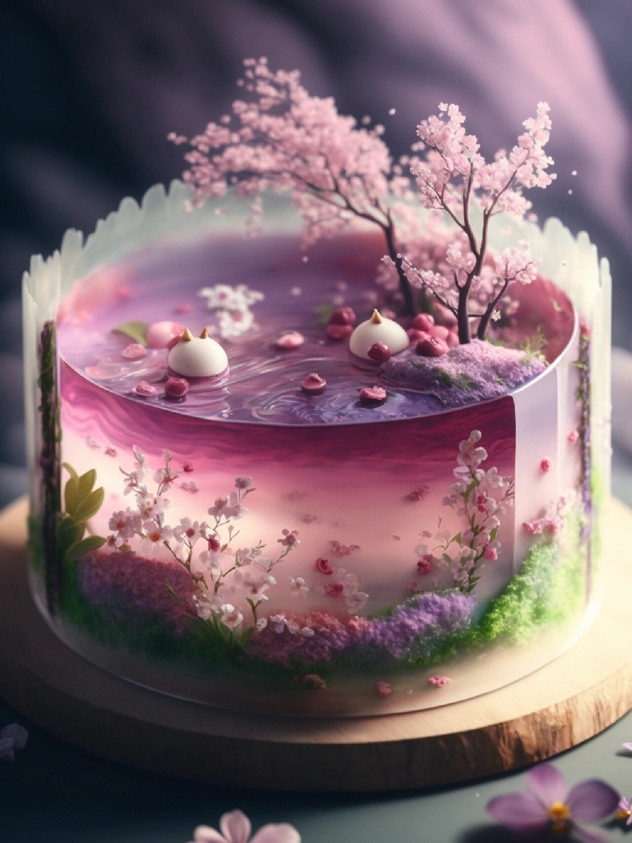 水晶果冻蛋糕来了  品尝这款樱花池蛋糕,仿佛能让人暂时忘却尘世的