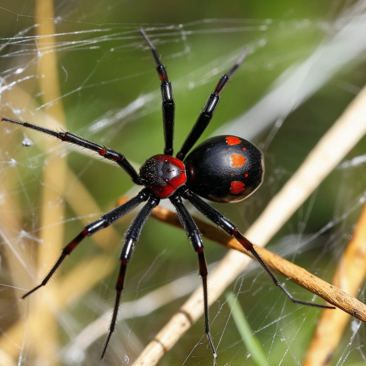 《ai昆虫世界》-黑寡妇蜘蛛  黑寡妇蜘蛛,学名latrodectus mactans,以