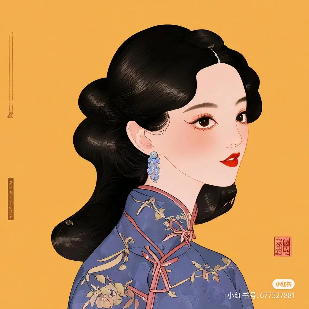 头像分享,民国时期的美女,标配是波浪卷和旗袍