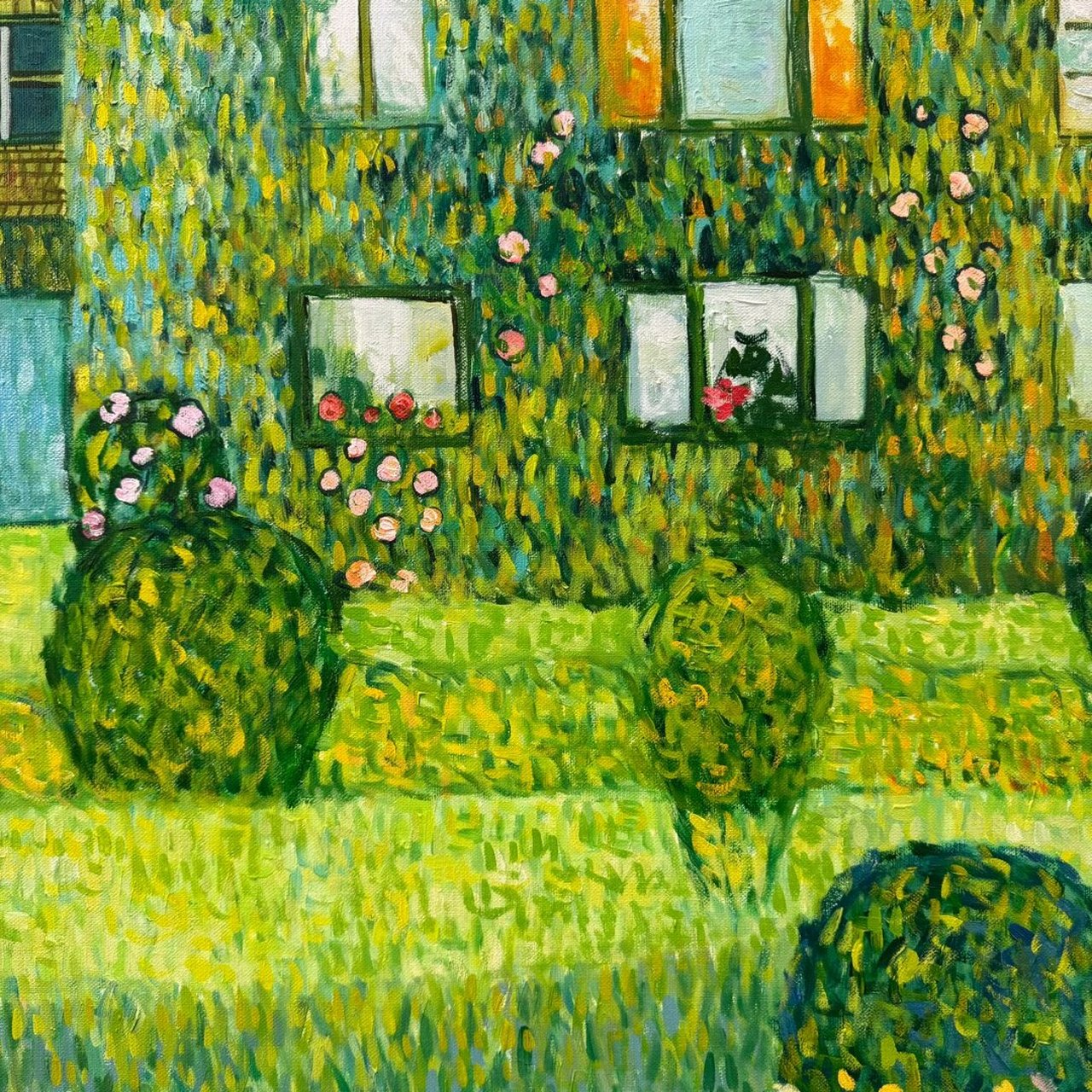 克里姆特的花园  我又仿绘了一幅克里姆特的作品, 其尺寸为120厘米 x