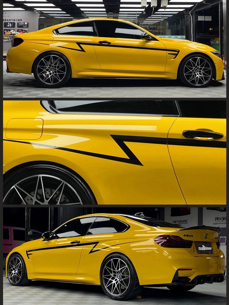 色葵花黄  这款新宠颜色真是太亮眼了,明亮的葵花黄搭配黑色闪电拉花