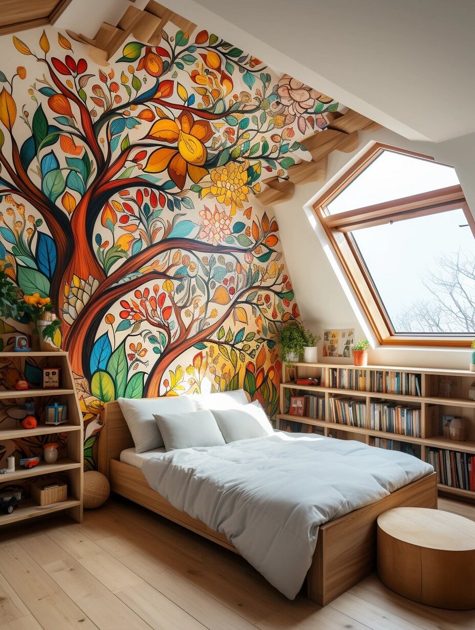 43墙绘分享——生机勃勃的卧室  生机勃勃的卧室,让人心生欢喜.