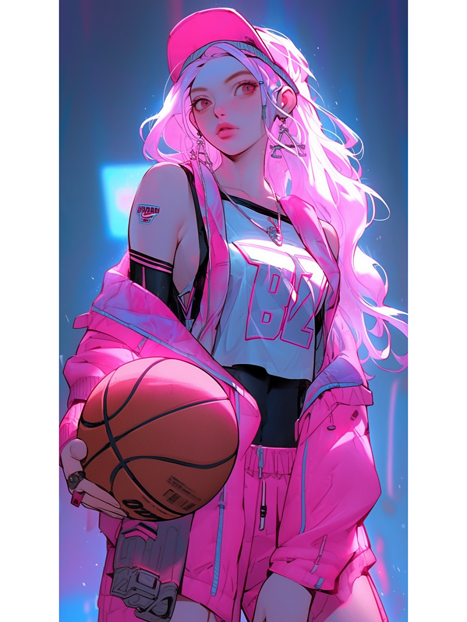 篮球少女-粉白色调  又酷又美的篮球运动员!