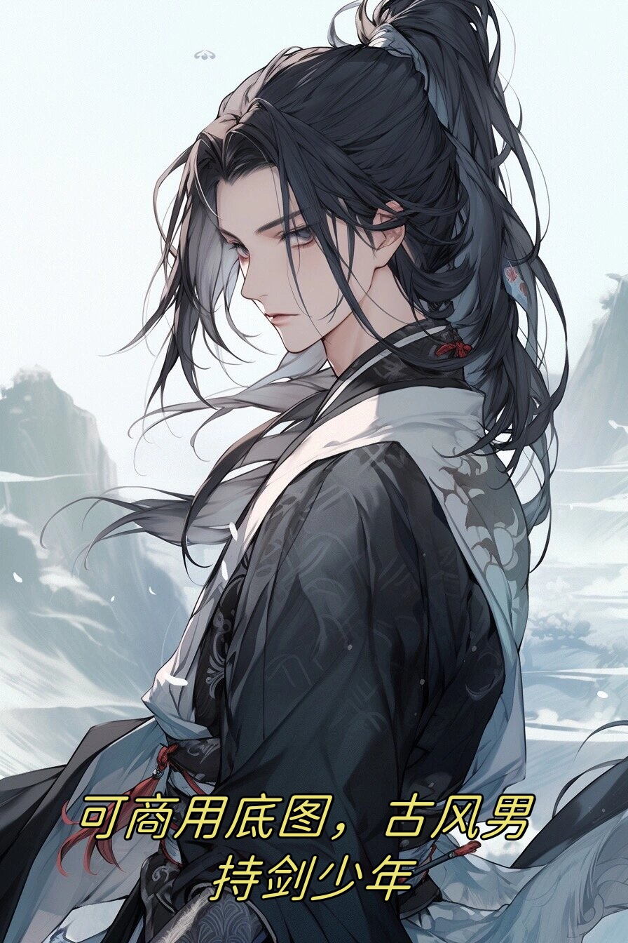 可商用底图,古风男 持剑少年