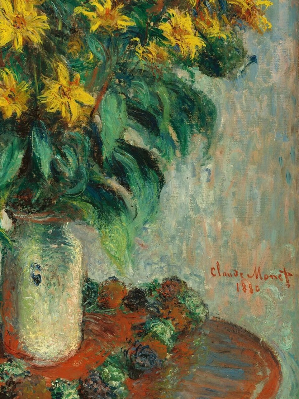 名画巡礼呀  在这幅花卉静物画中,莫奈用丰富的色彩和细腻的笔触捕捉