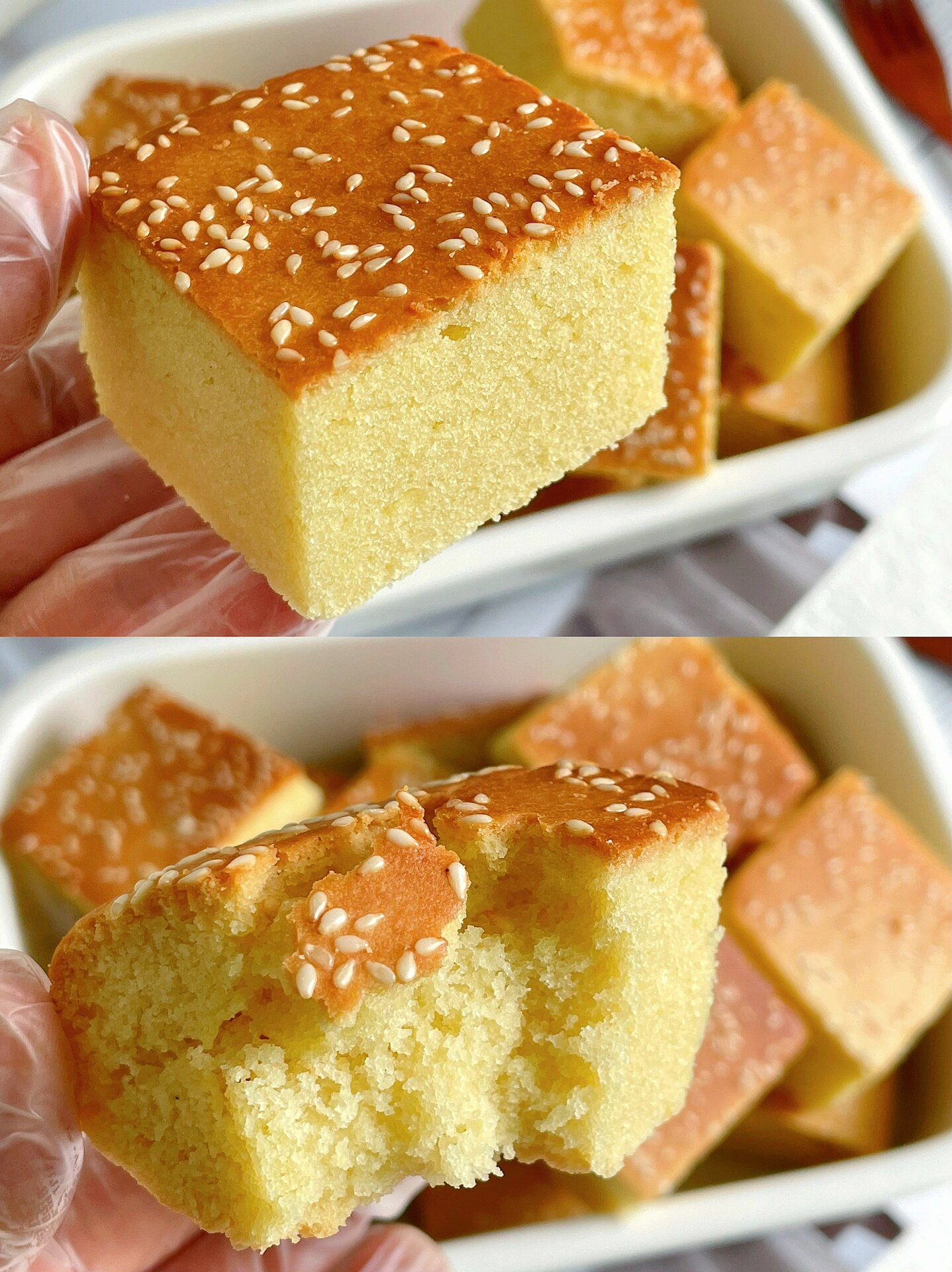 玉米面蛋糕,外酥里软巨好吃  食材:玉米面150克, 中粉或低筋粉120克