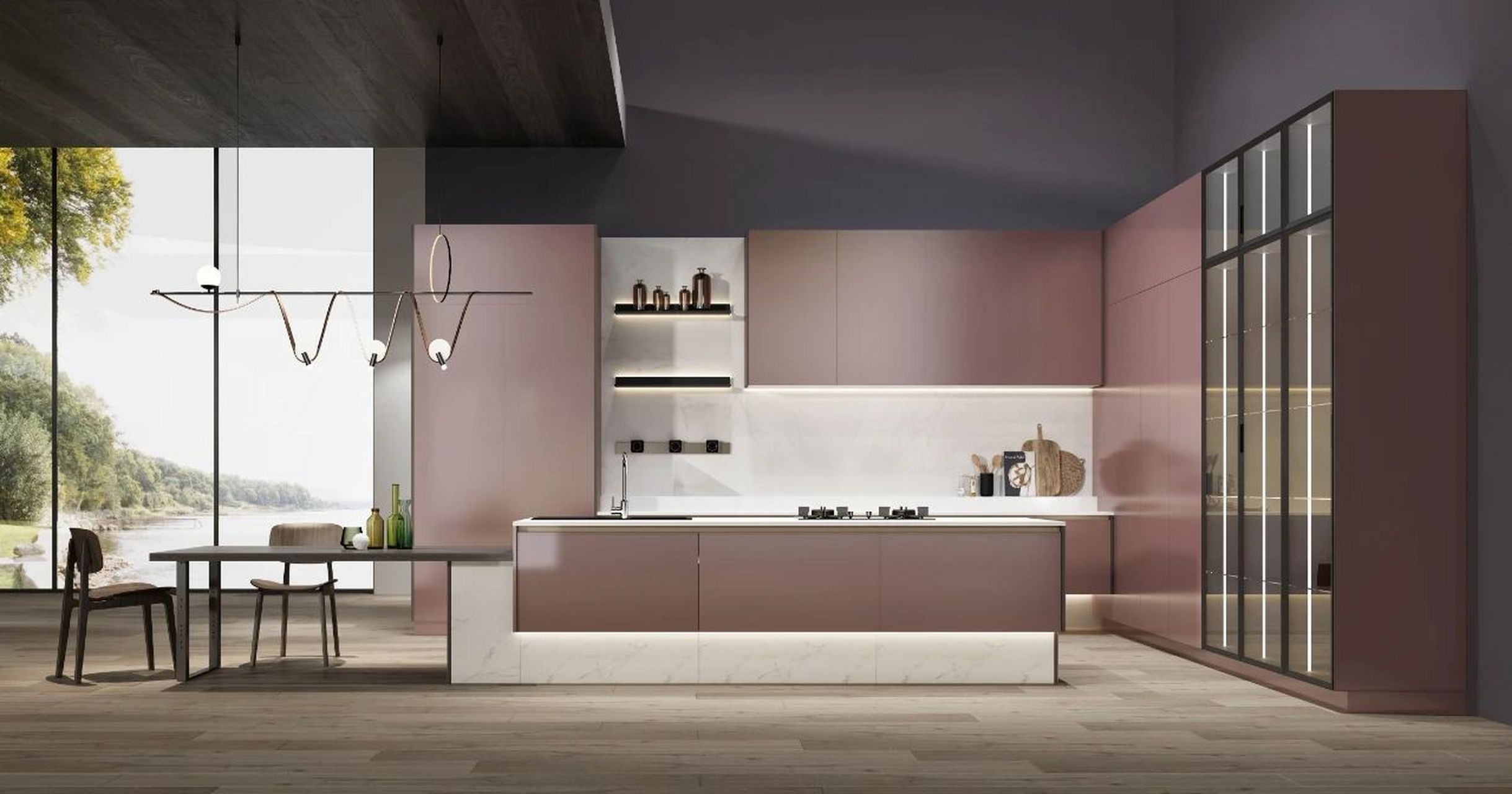 现代风格厨房以简约色彩搭配,线条感强,留白与简洁设计为特点,提供高