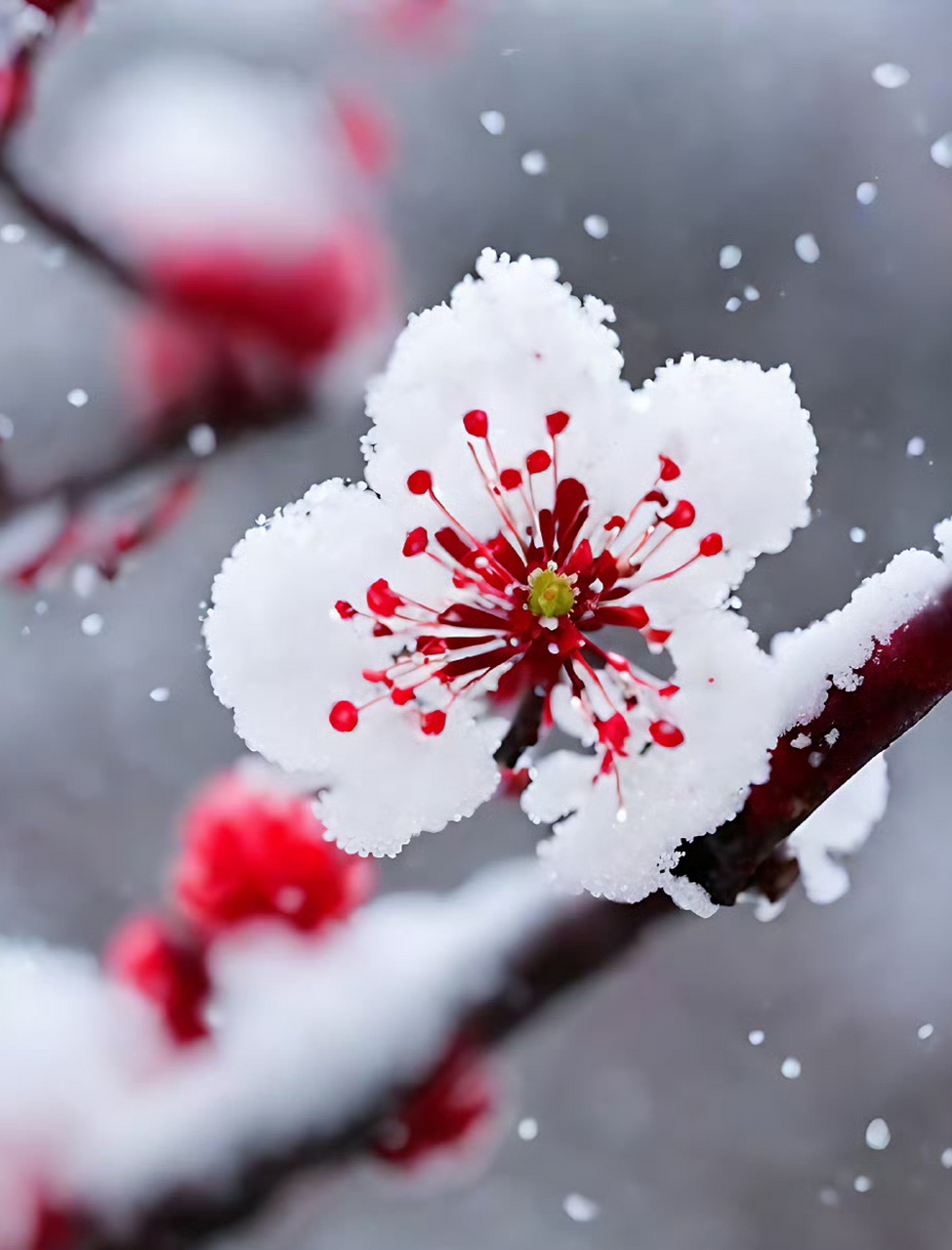 大雪中的梅花图片图片