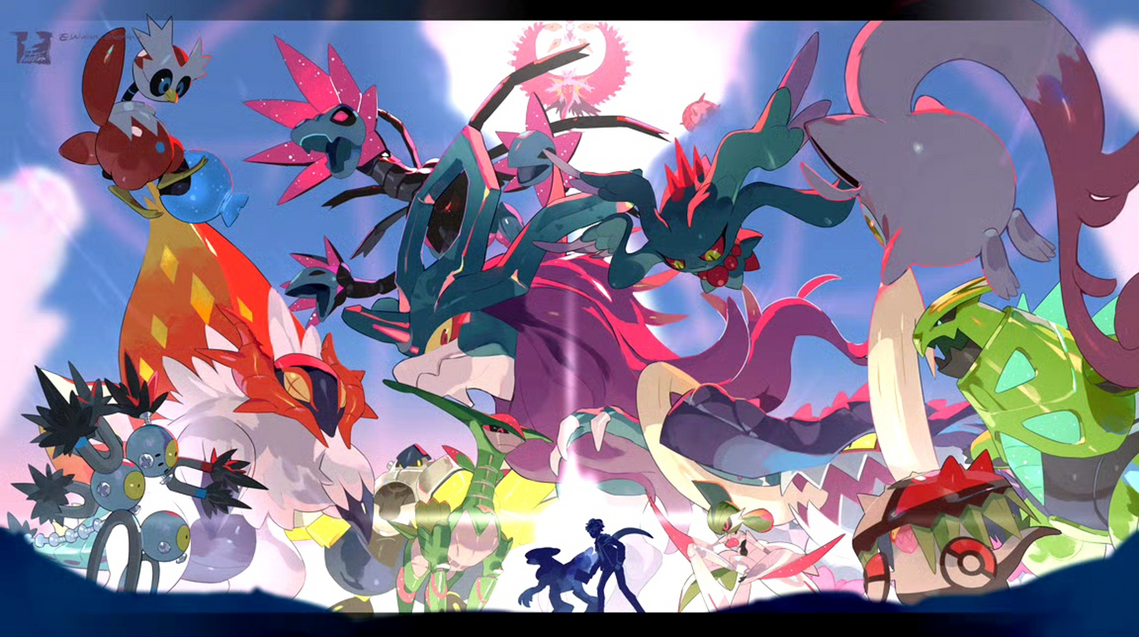 一组动漫《精灵宝可梦》同人插画欣赏,描绘了训练师与精灵的日常,by e