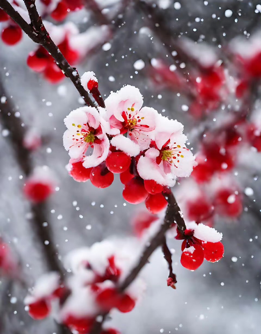 大雪中的梅花图片图片