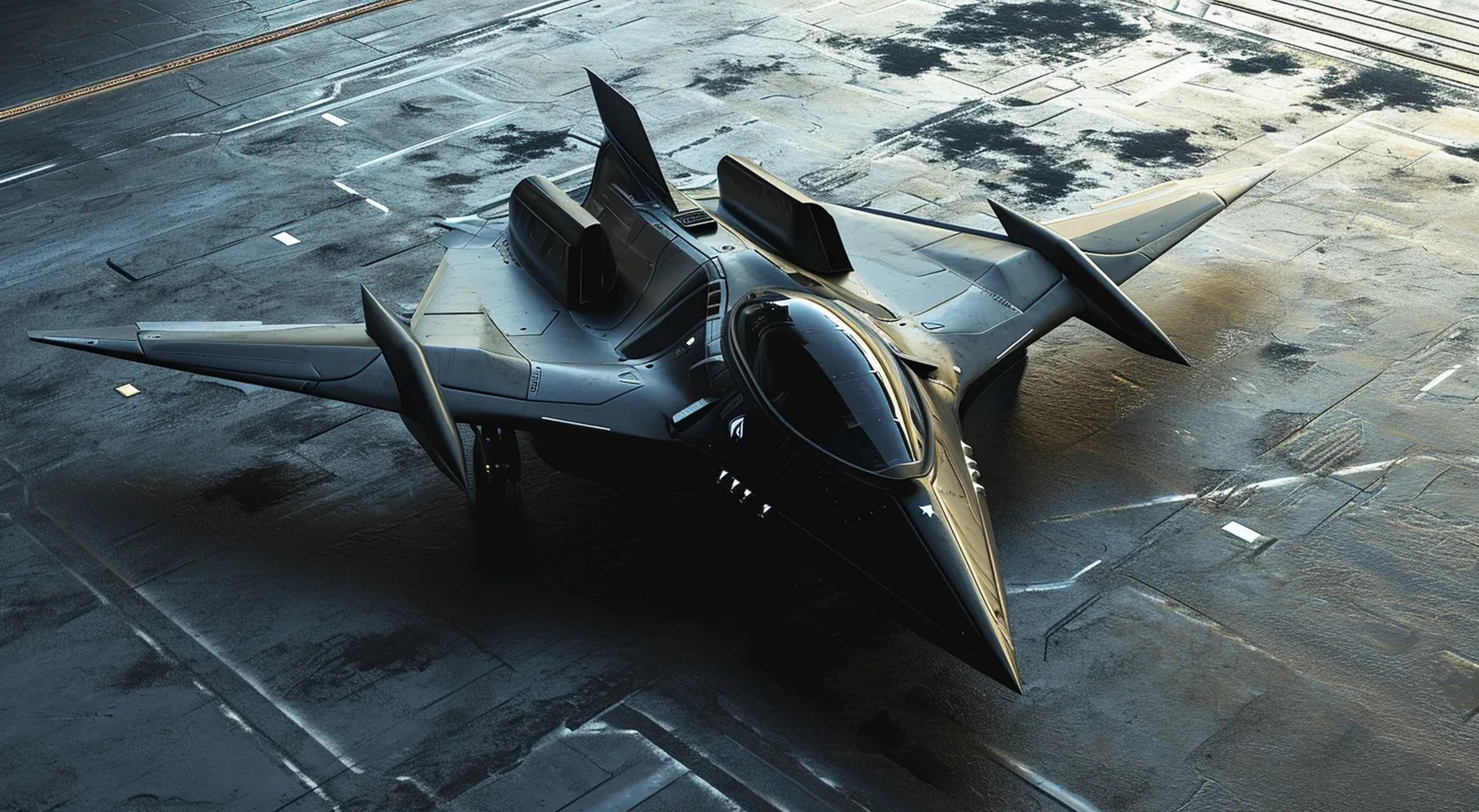 一组ai生成的未来战机作品,采用了隐身布局,具有低可探测的特点.