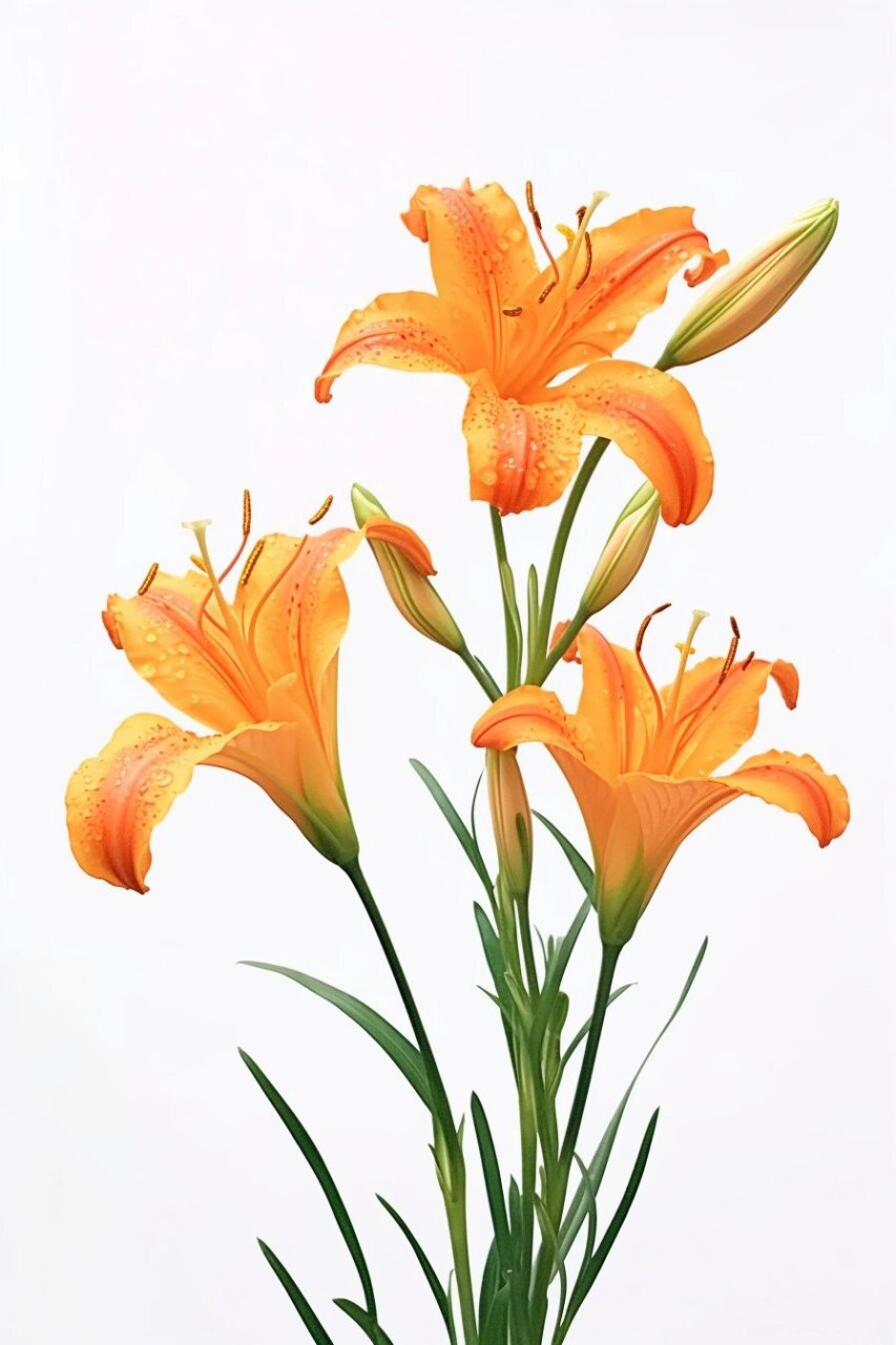 绘画素材:萱草花  临摹照片静物,彩铅绘画素材