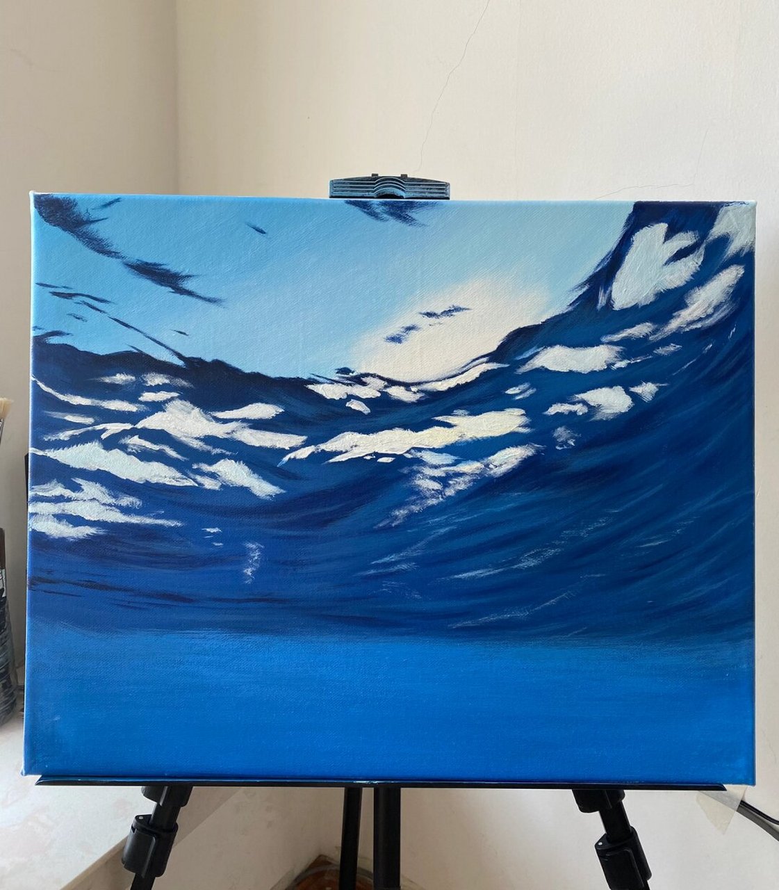 丙烯画|《海底》附步骤  尺寸是40×50,感兴趣的朋友可以按着步骤画画