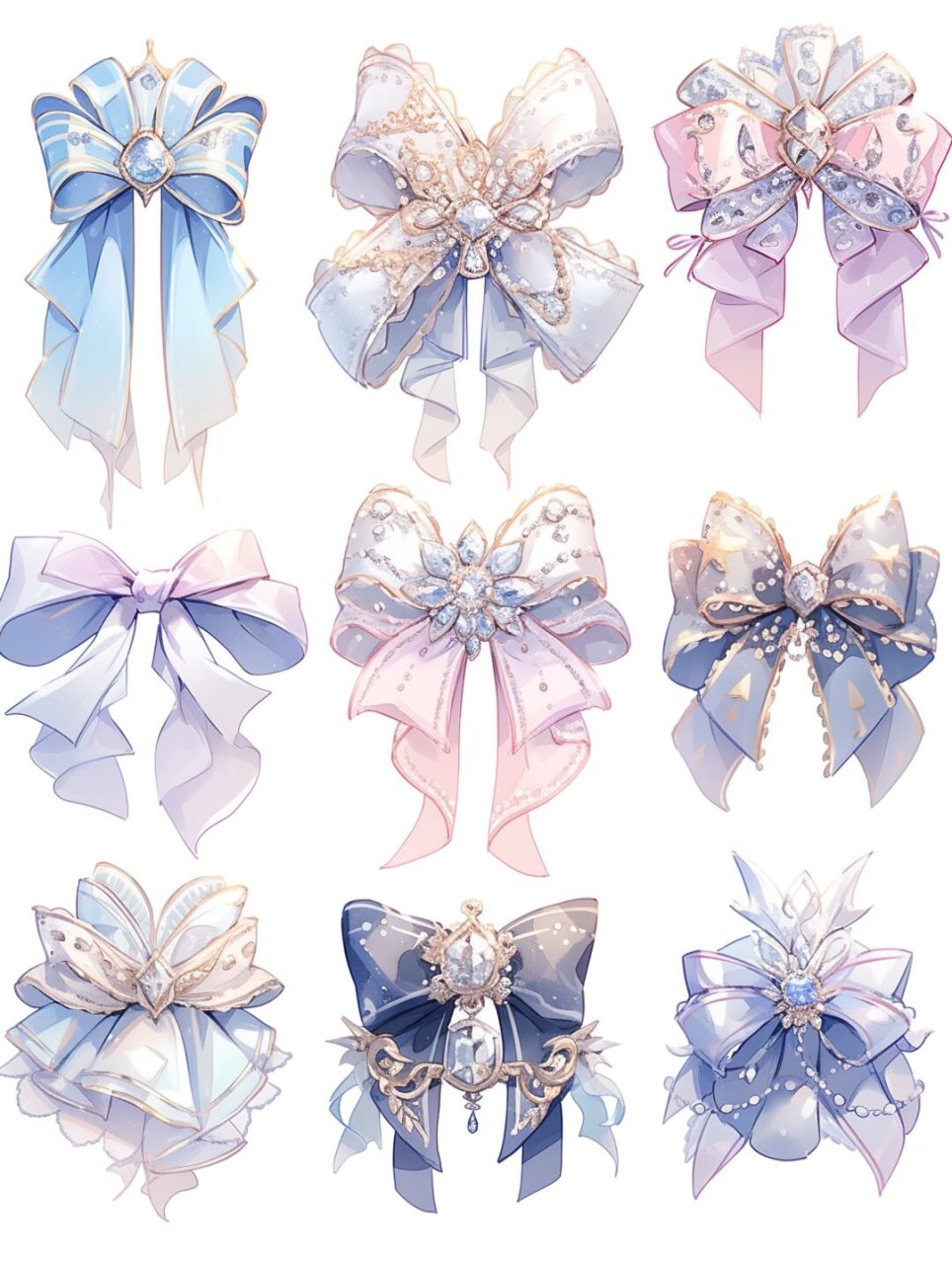 蝴蝶结素材l电子手帐插画素材分享l第24季  美丽的蝴蝶结素材