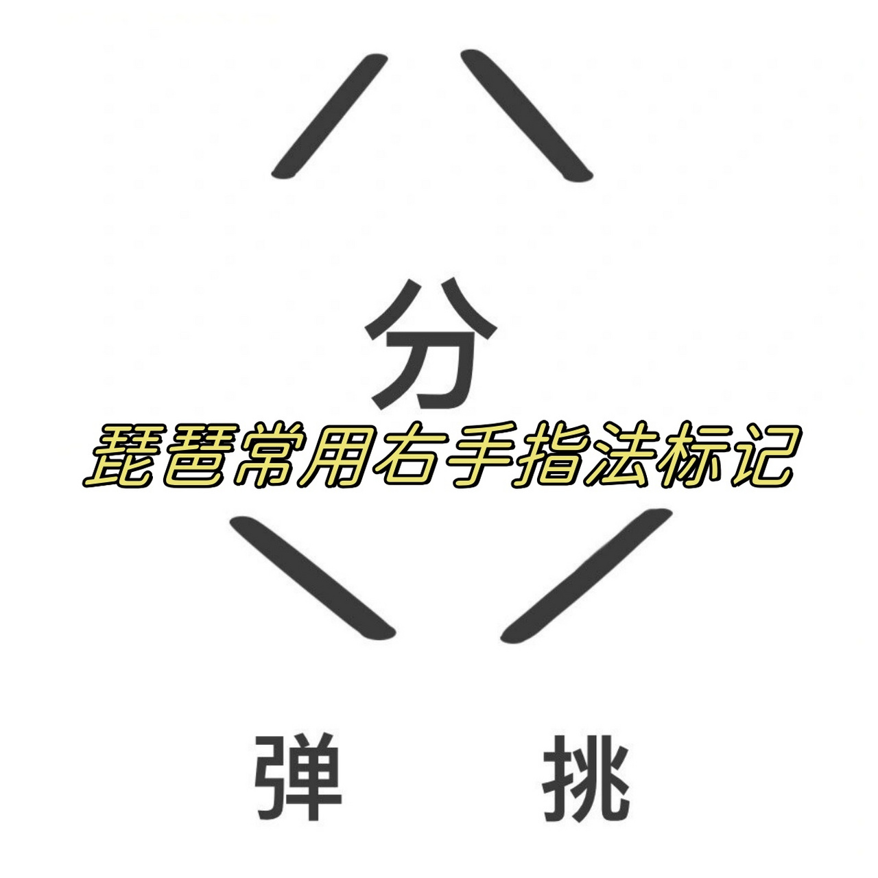 琵琶常用右手指法标记  琵琶的右手指法就像是一棵大树,弹挑和轮指就
