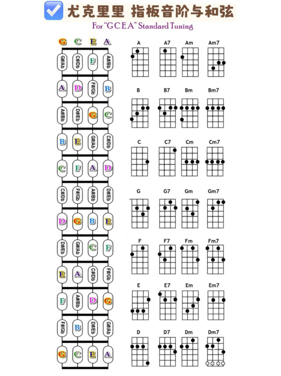 尤克里里 指板音阶与和弦