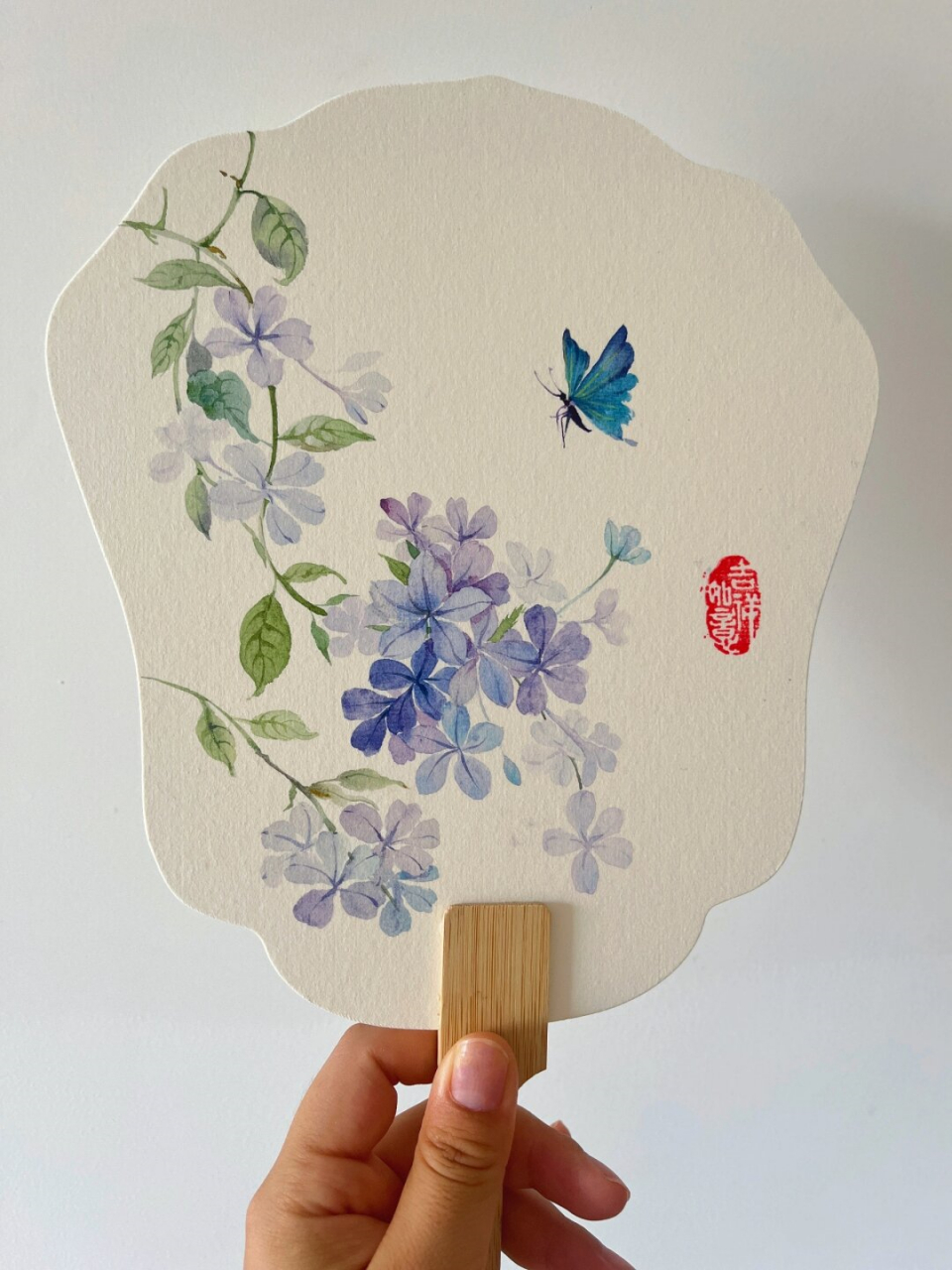 清凉团扇  零基础也能轻松掌握水彩画,简单易学的团扇制作教程  "我对