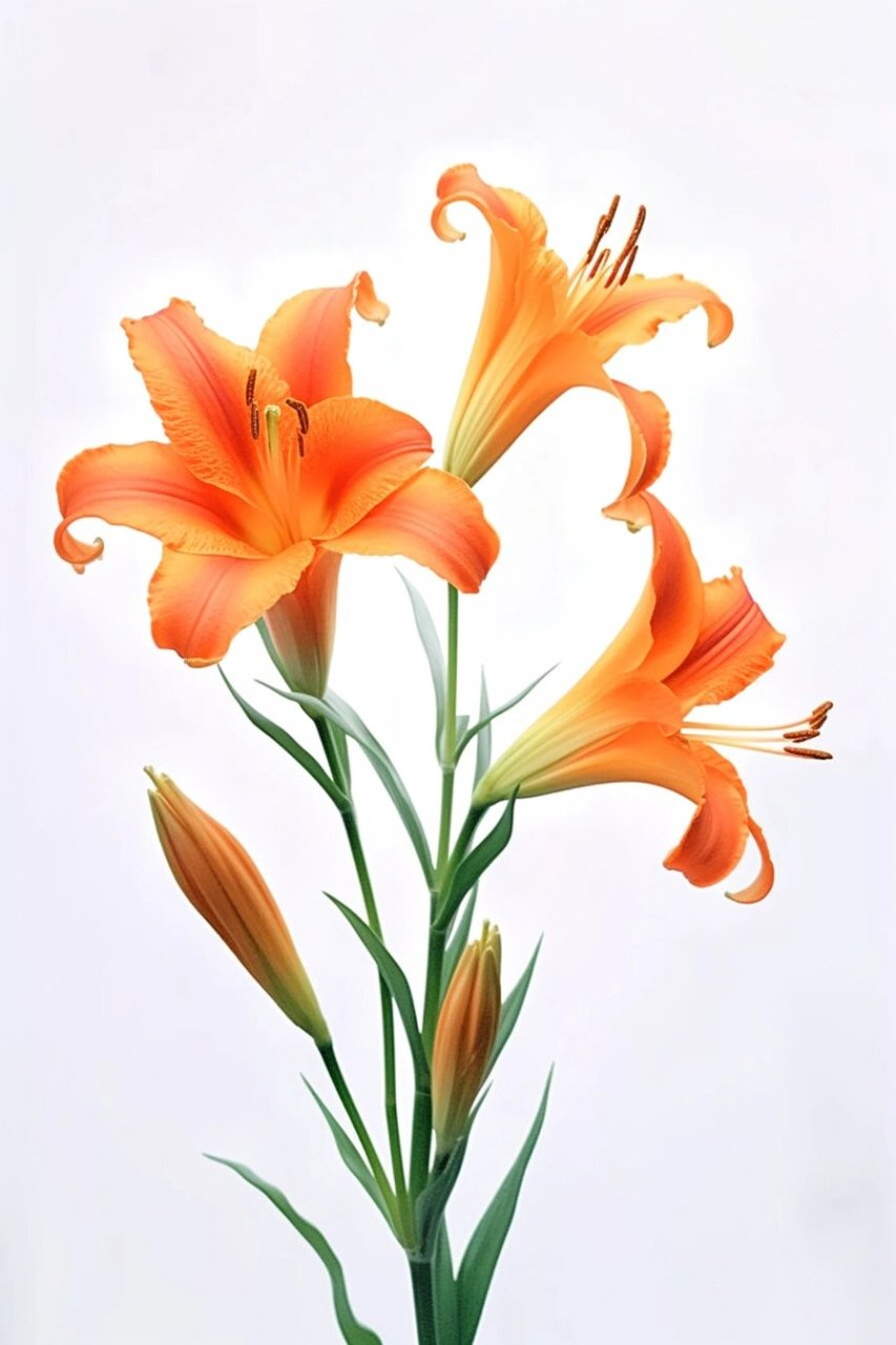 绘画素材:萱草花  临摹照片静物,彩铅绘画素材