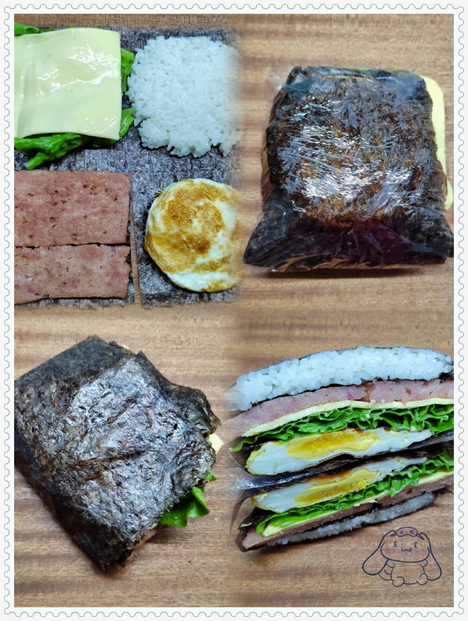 提供给高中生的早餐,一个简单快捷的选择是午餐肉芝士折叠饭团.