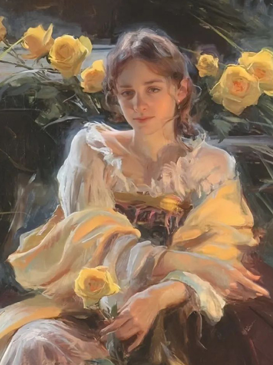 聊聊名画第三期    这幅油画《她在花丛中》出自