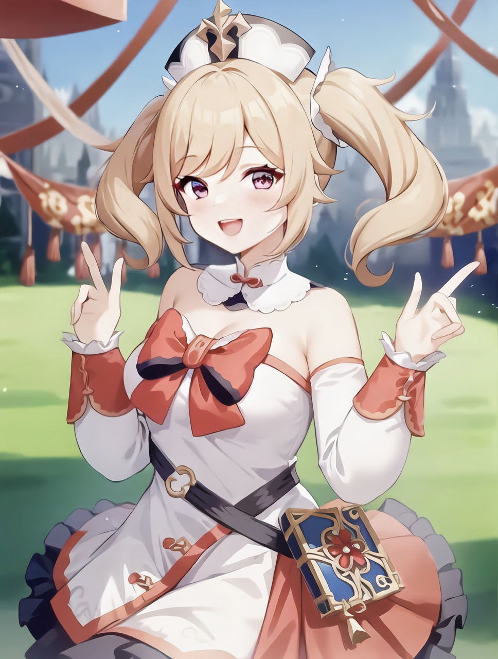 要过春节了,芭芭拉换上了红色的喜庆的裙子,喜欢吗[滑稽]#原神