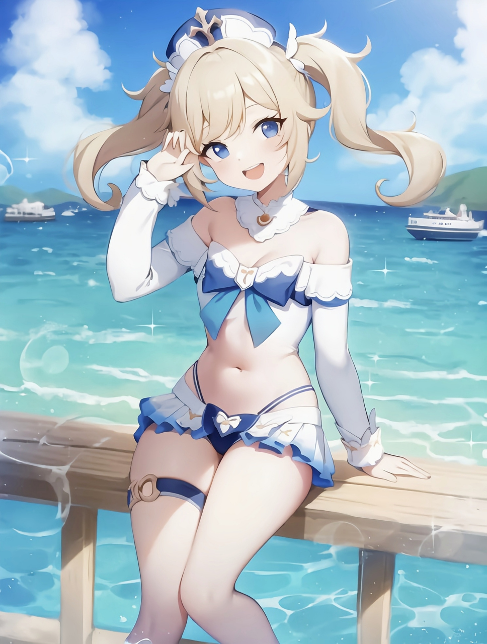 和芭芭拉一起来海边玩,今天的芭芭拉好美,太喜欢啦[滑稽]#原神