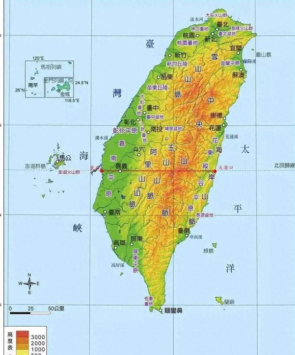 台湾岛最高峰玉山海拔接近4000米,放在大陆是多高?