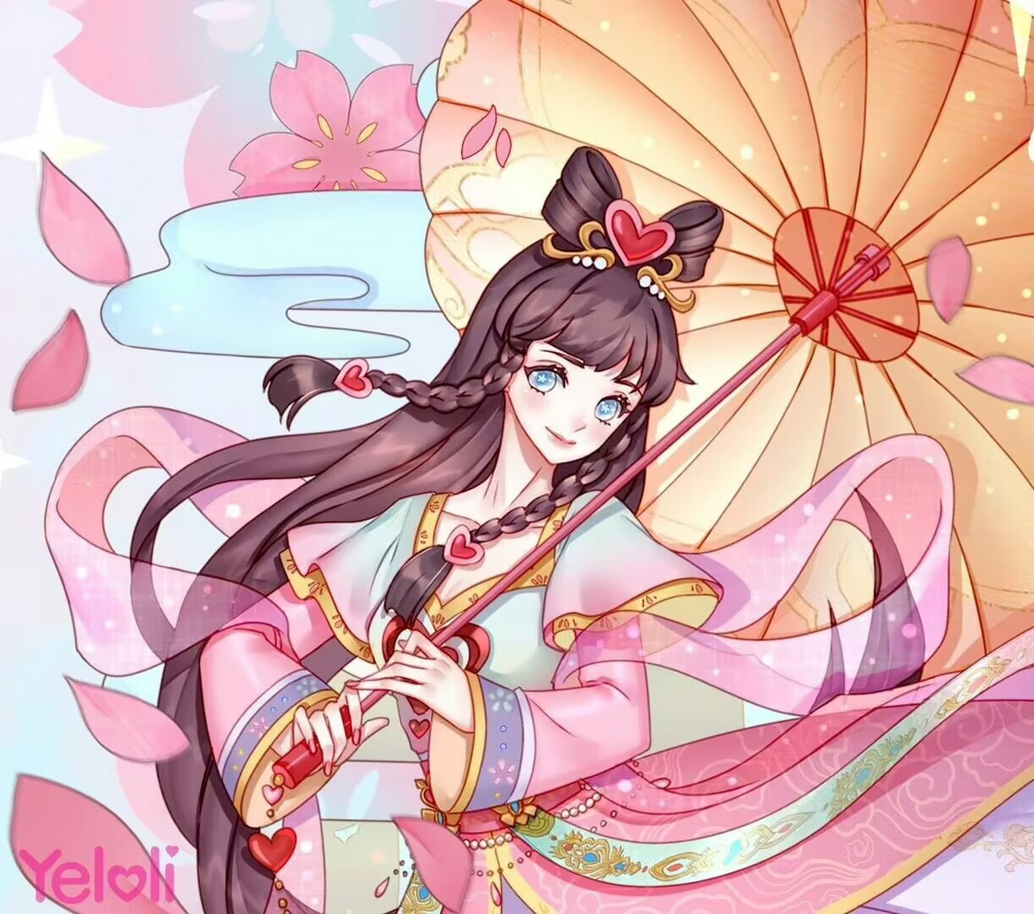 叶罗丽#叶罗丽美图壁纸,王默穿汉服撑伞,白光莹和庞尊双人舞,罗丽
