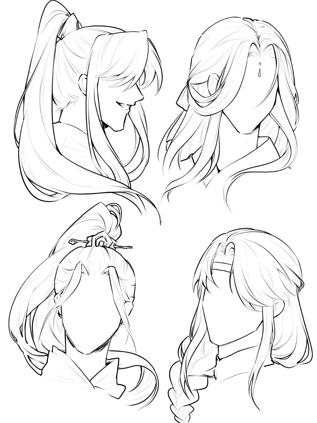 n种古风人物发型绘画参考!  大家参考参考,要画的也可以学习一下.