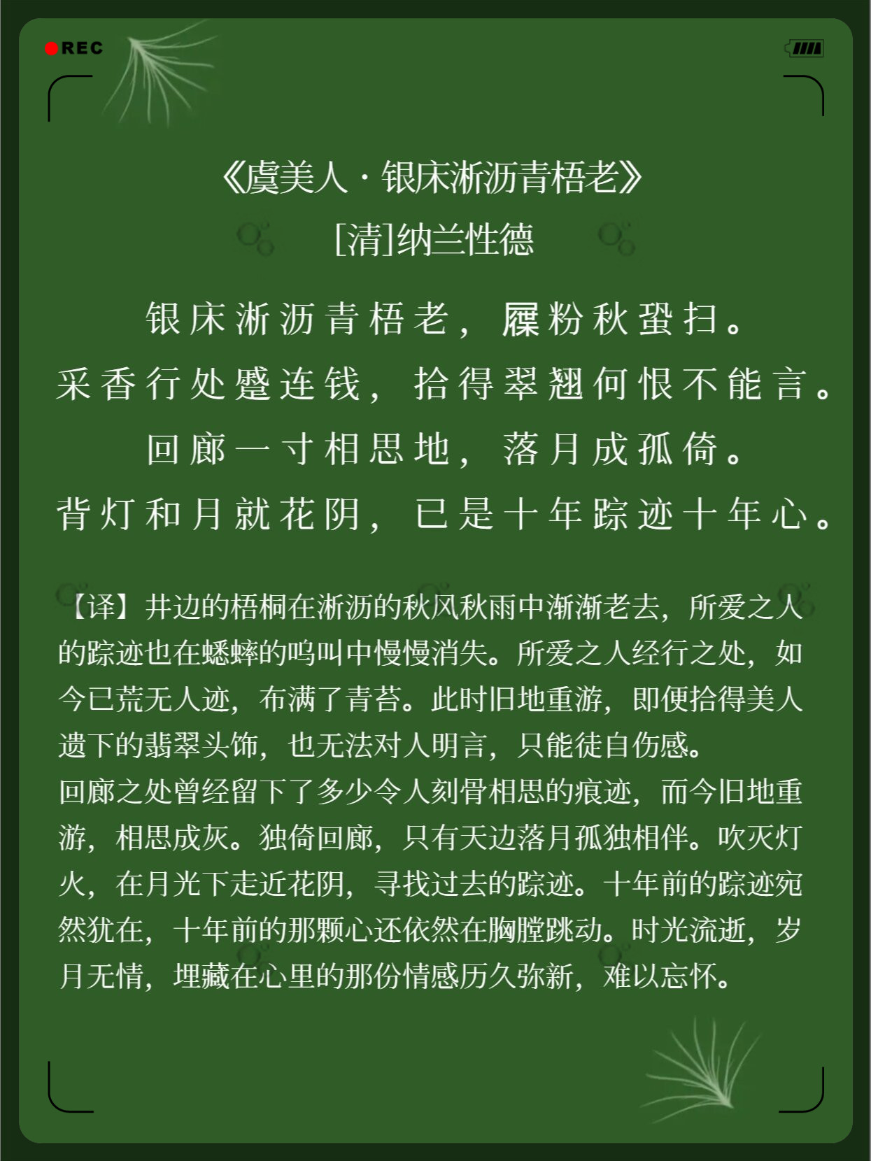 虞美人·银床淅沥青梧老  #我要上热门